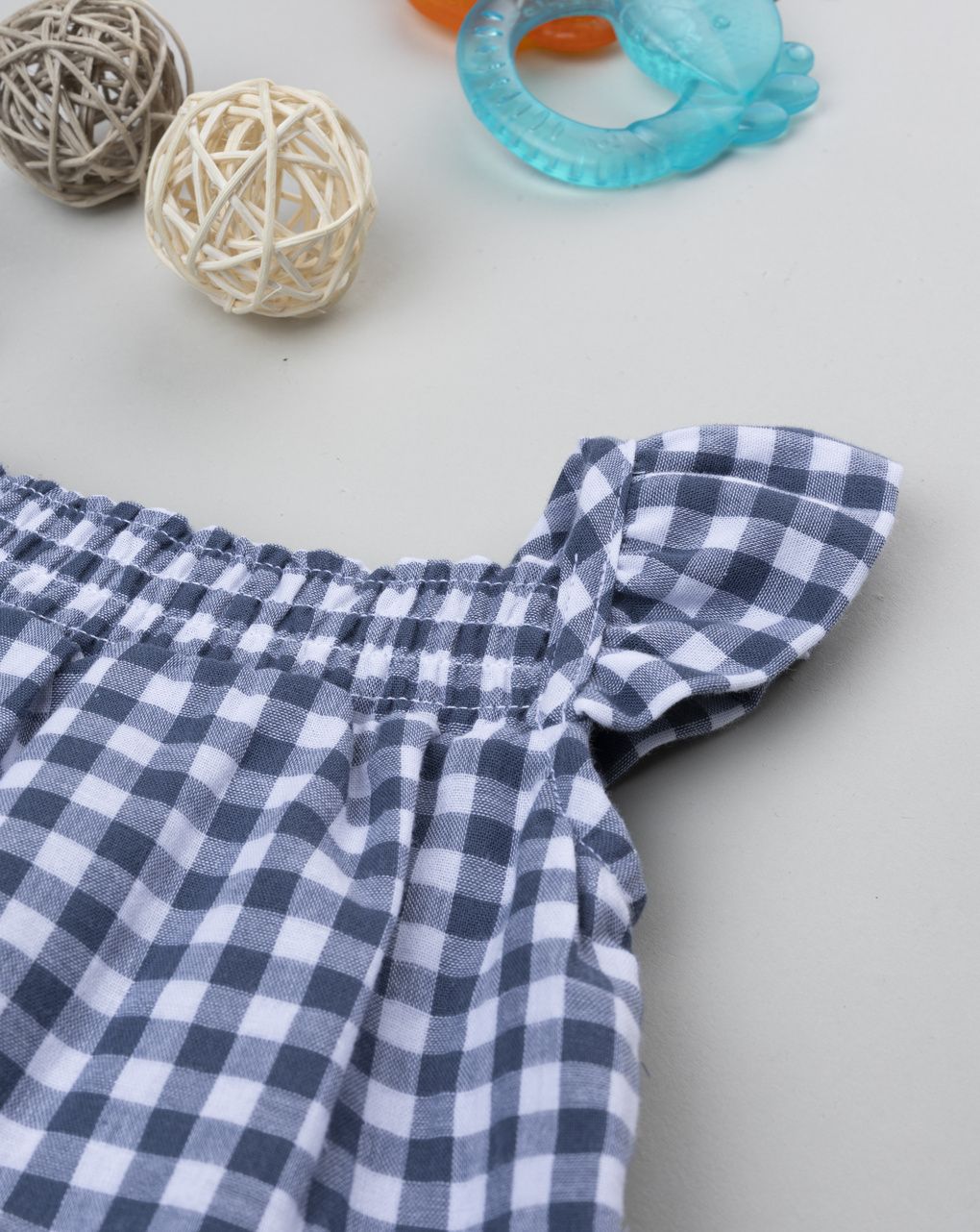 Pagliaccetto vichy neonata bianco/blu