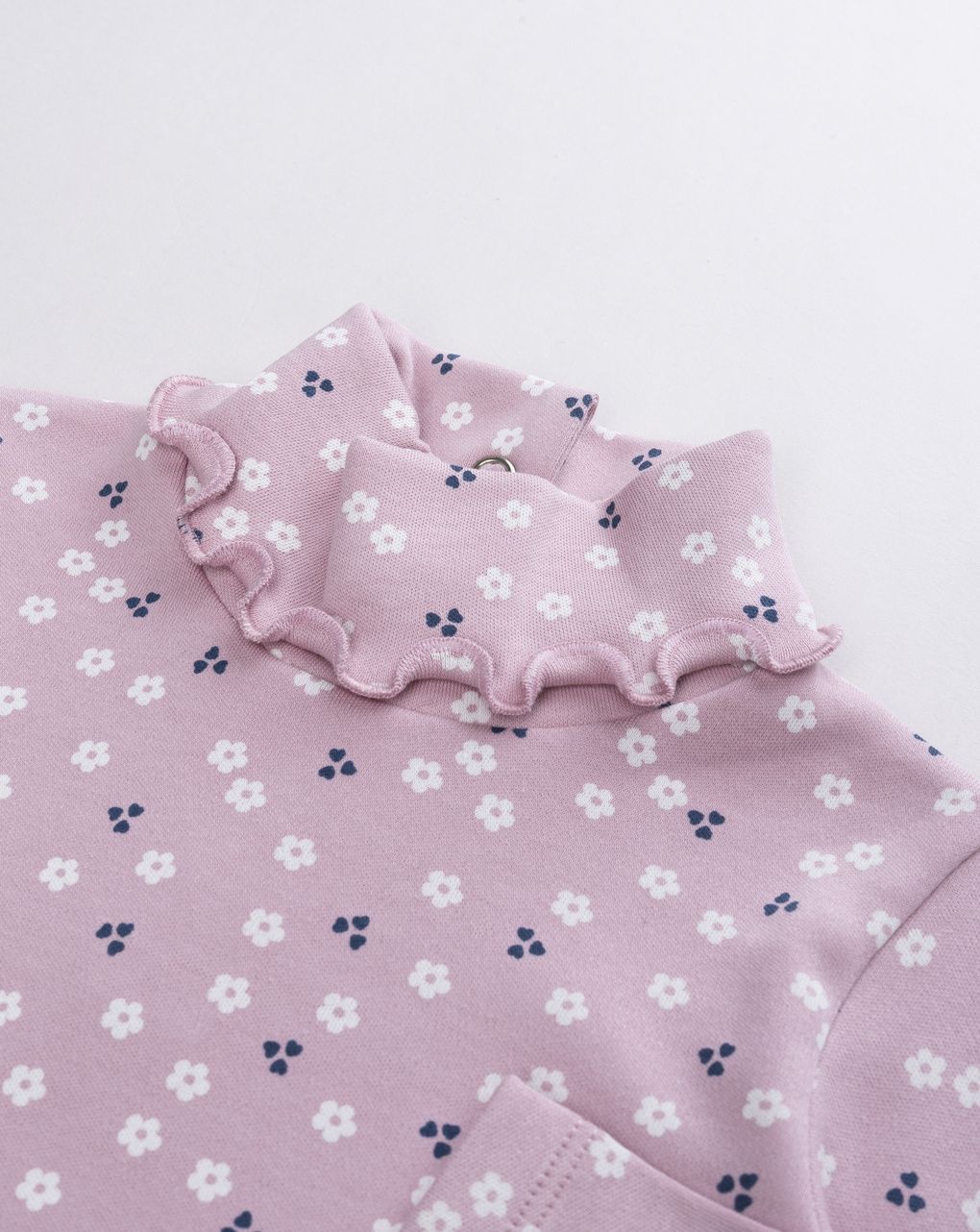 Lupetto bimba rosa a fiori con colletto a volant