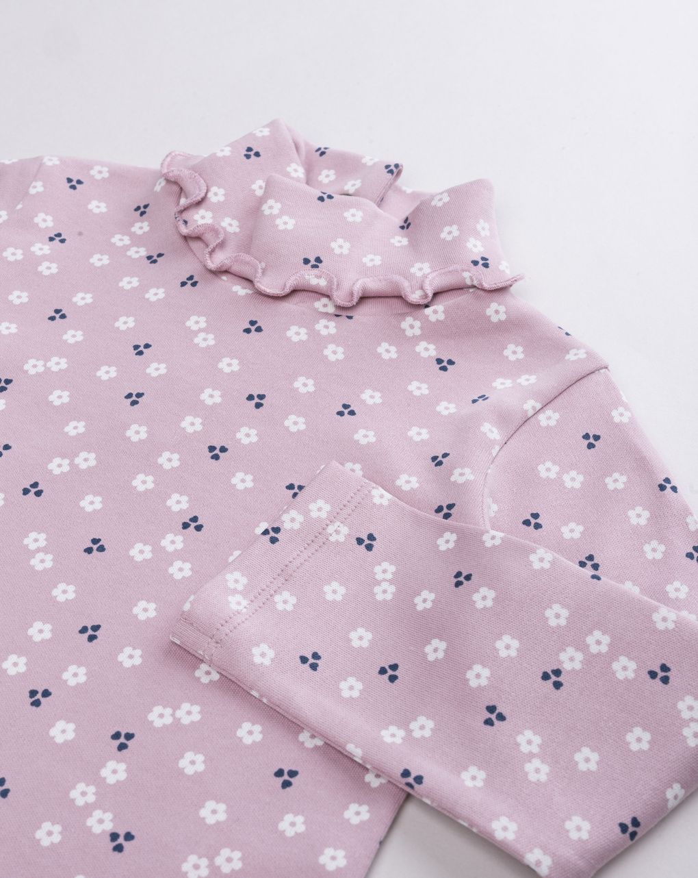 Lupetto bimba rosa a fiori con colletto a volant