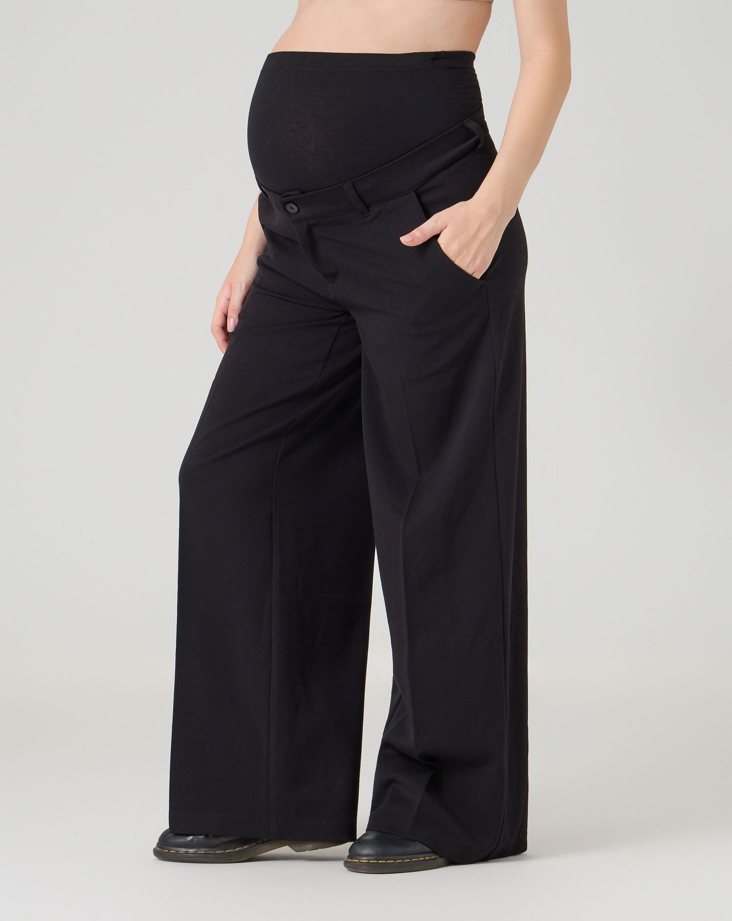 Pantalone premaman pantapalazzo fascia addominale nero