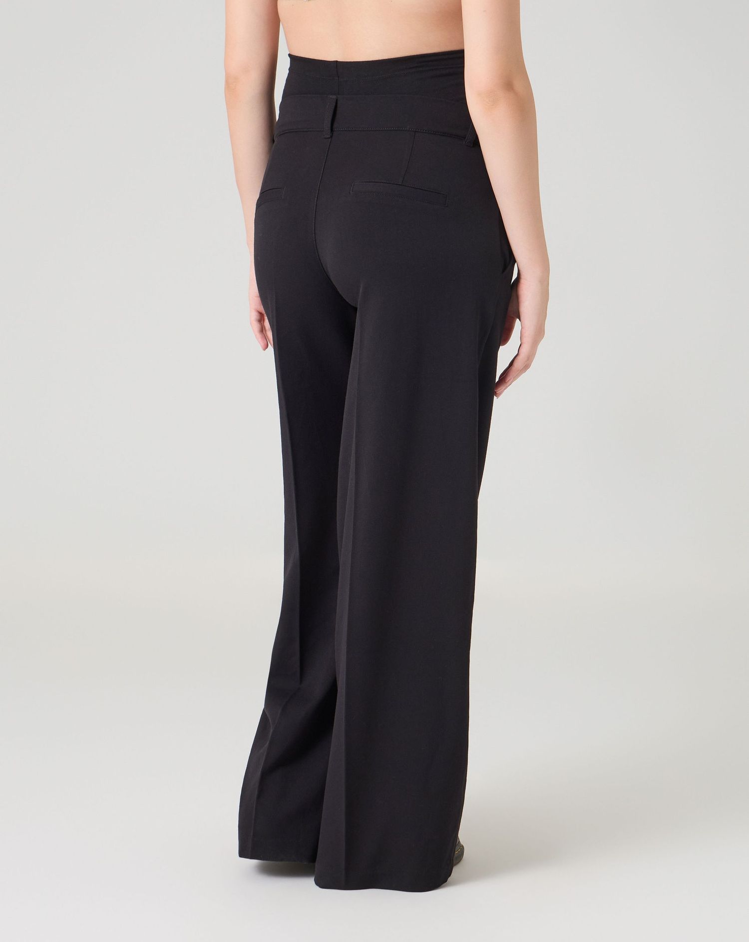 Pantalone premaman pantapalazzo fascia addominale nero
