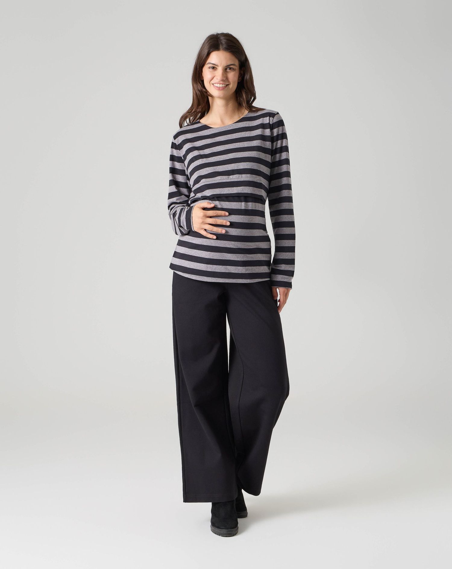 T-shirt allattamento a righe nero