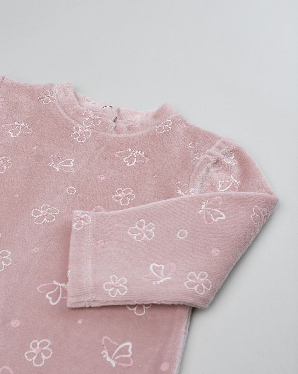 Tutina ciniglia bimba rosa scuro "fiori e farfalle"