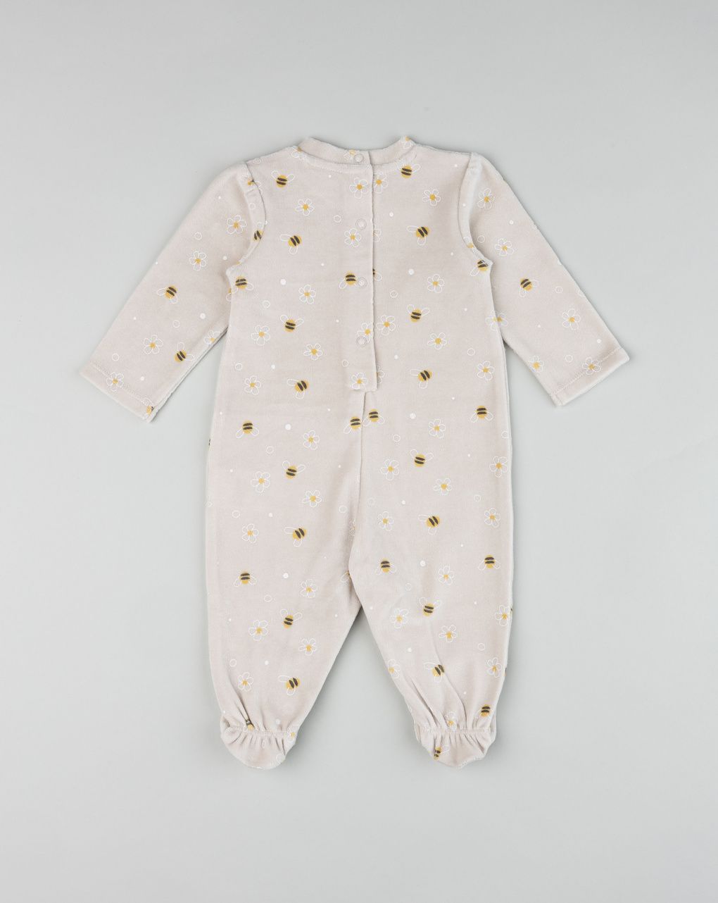 Tutina ciniglia bimba beige "fiori e api"