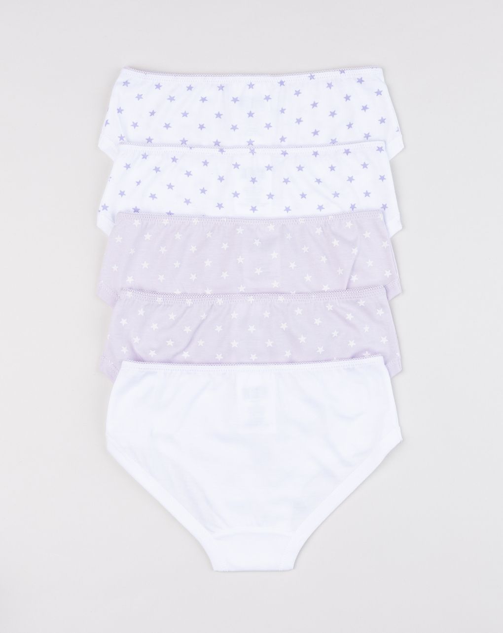 Pack 5 slip bambina lilla/bianco stelline