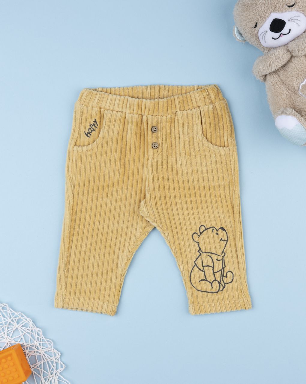 Pantaloni bimbo in velluto a costine gialli