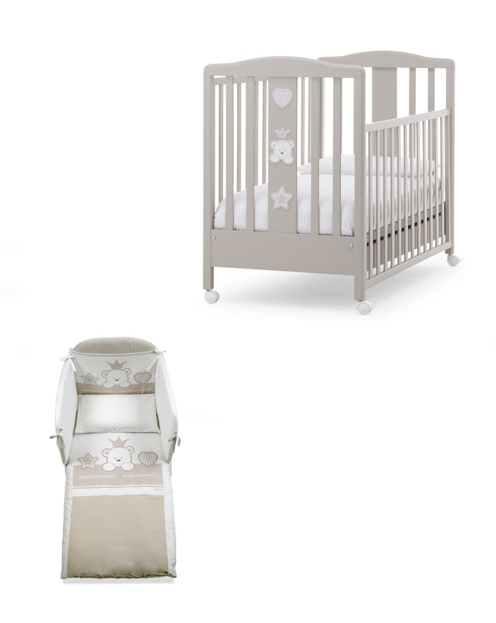 Set  2 pz baby re tortora -letto+piumone - italbaby