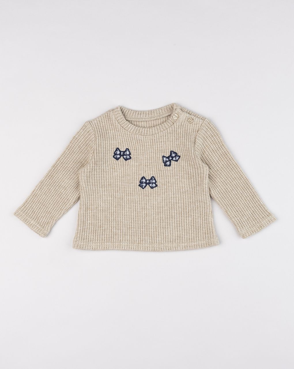 Maglia tricot chic bimba beige fiocchi
