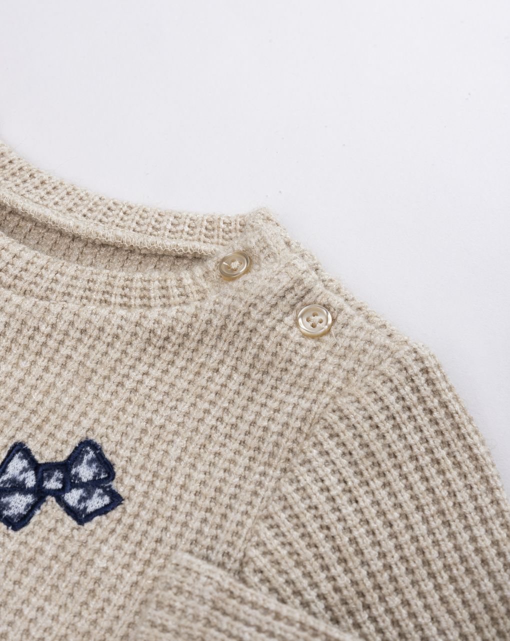 Maglia tricot chic bimba beige fiocchi