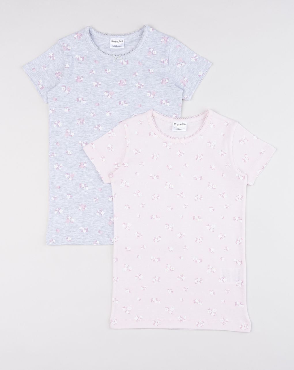 Pack 2 t-shirt intime bambina cotone oeko-tex grigio/rosa