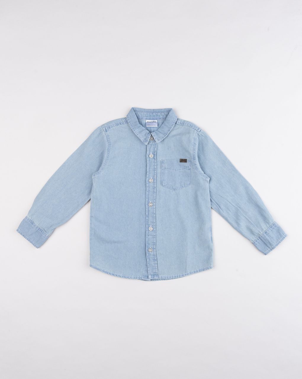 Camicia bambino manica lunga in jeans chiaro