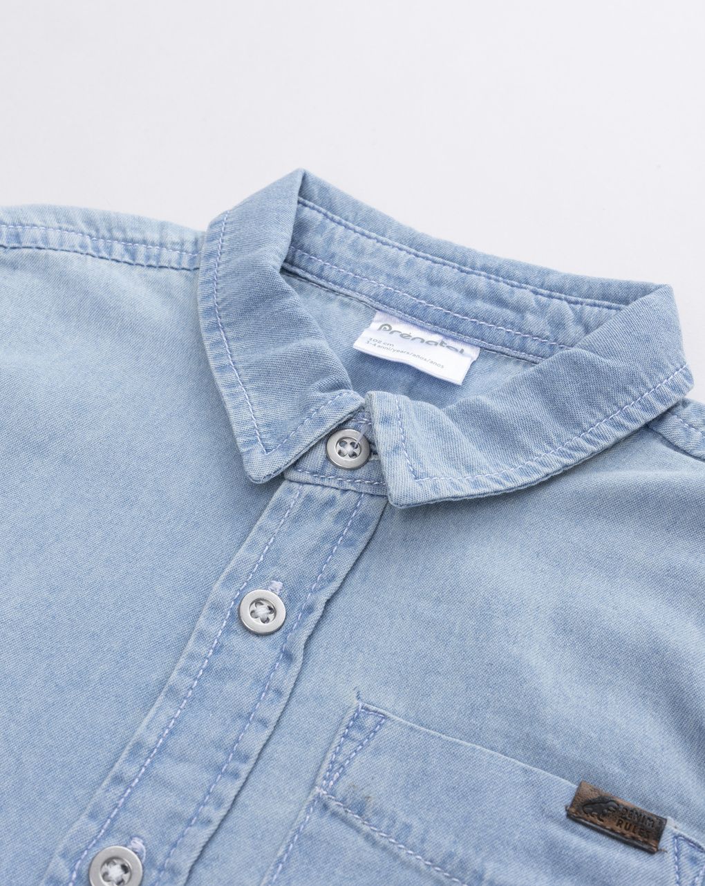 Camicia bambino manica lunga in jeans chiaro