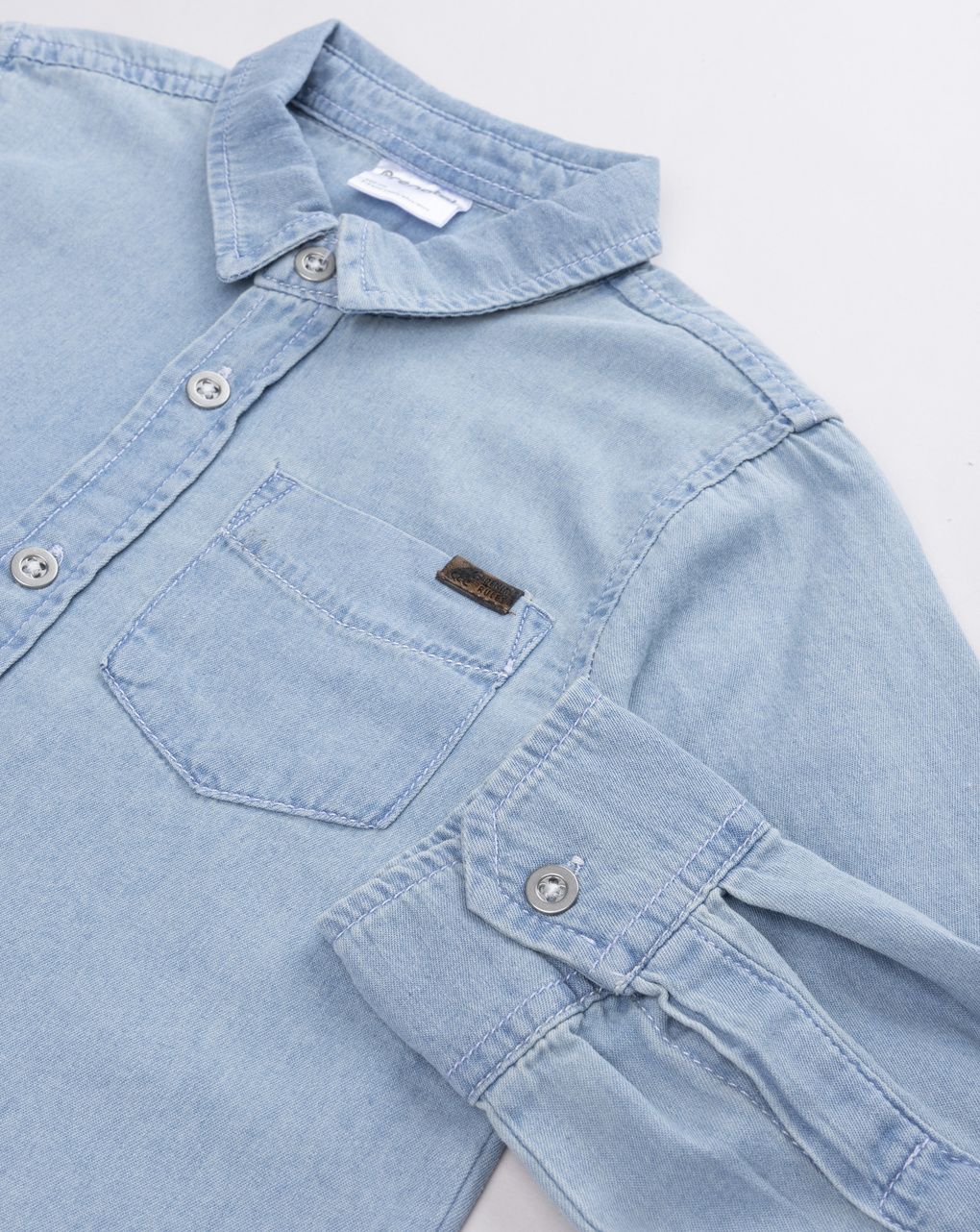Camicia bambino manica lunga in jeans chiaro