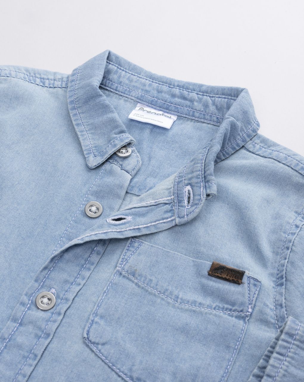 Camicia bambino manica lunga in jeans chiaro
