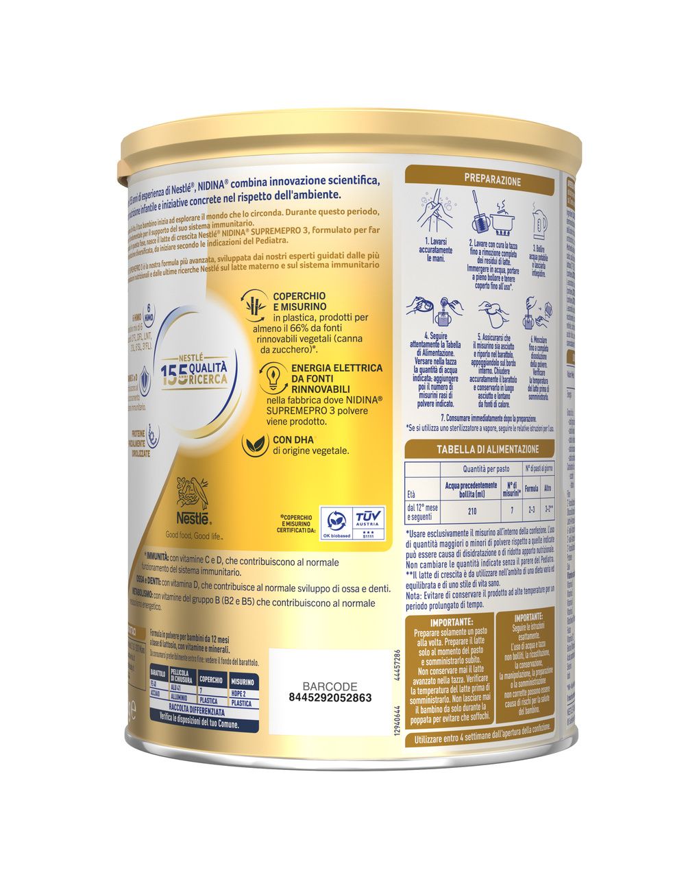 Nidina supremepro 3 latte di crescita polvere da 12 mesi, latta 800g - nestle'