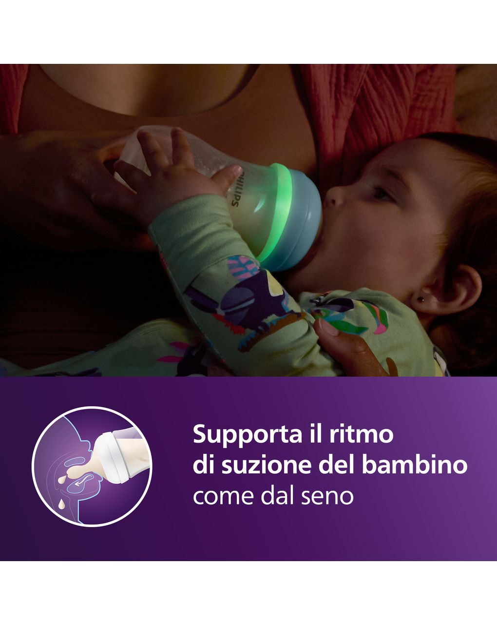 Biberon natural response notte set regalo bambino 1 biberon  da 260ml ciuccio ultra soft - philips avent