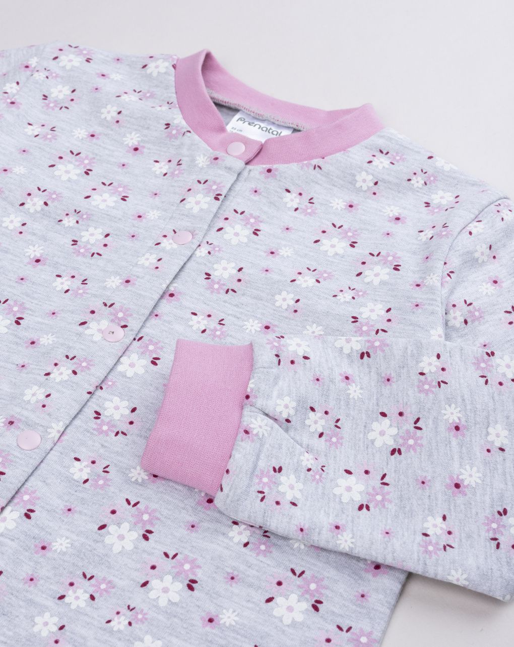 Pigiamone bimba grigio con fiori allover