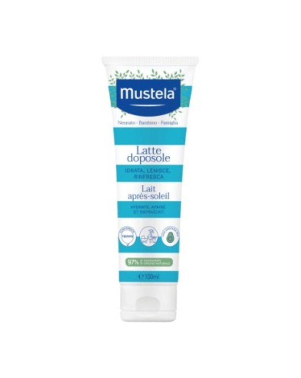 Latte doposole 100 ml per neonati e bambini idratante, lenitivo e rinfrescante - mustela