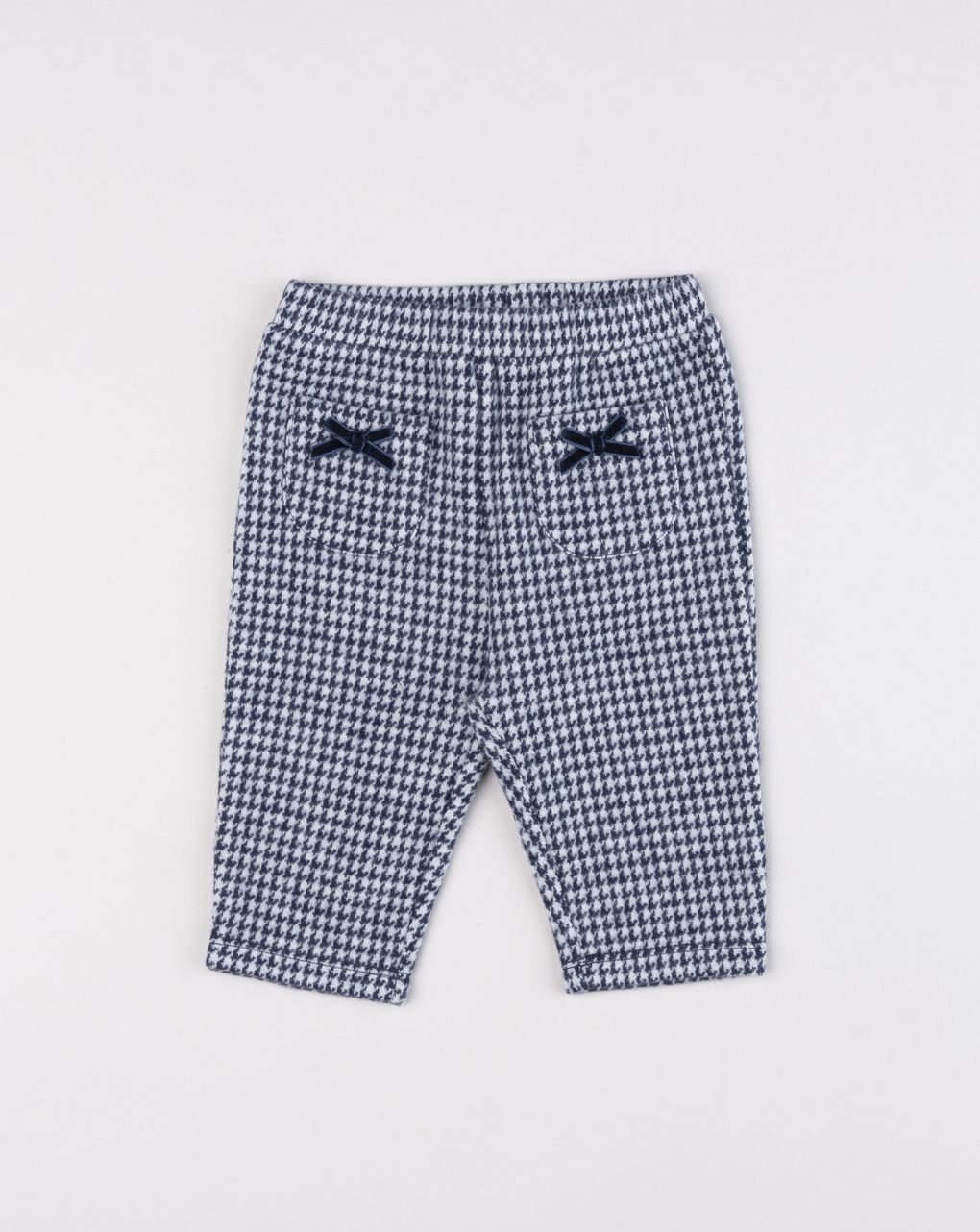 Pantaloni leggings neonata in pied-de-poule con fiocchetti