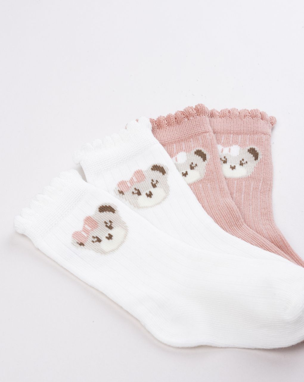 Pack 2 calze bimba bianco/rosa orsetti