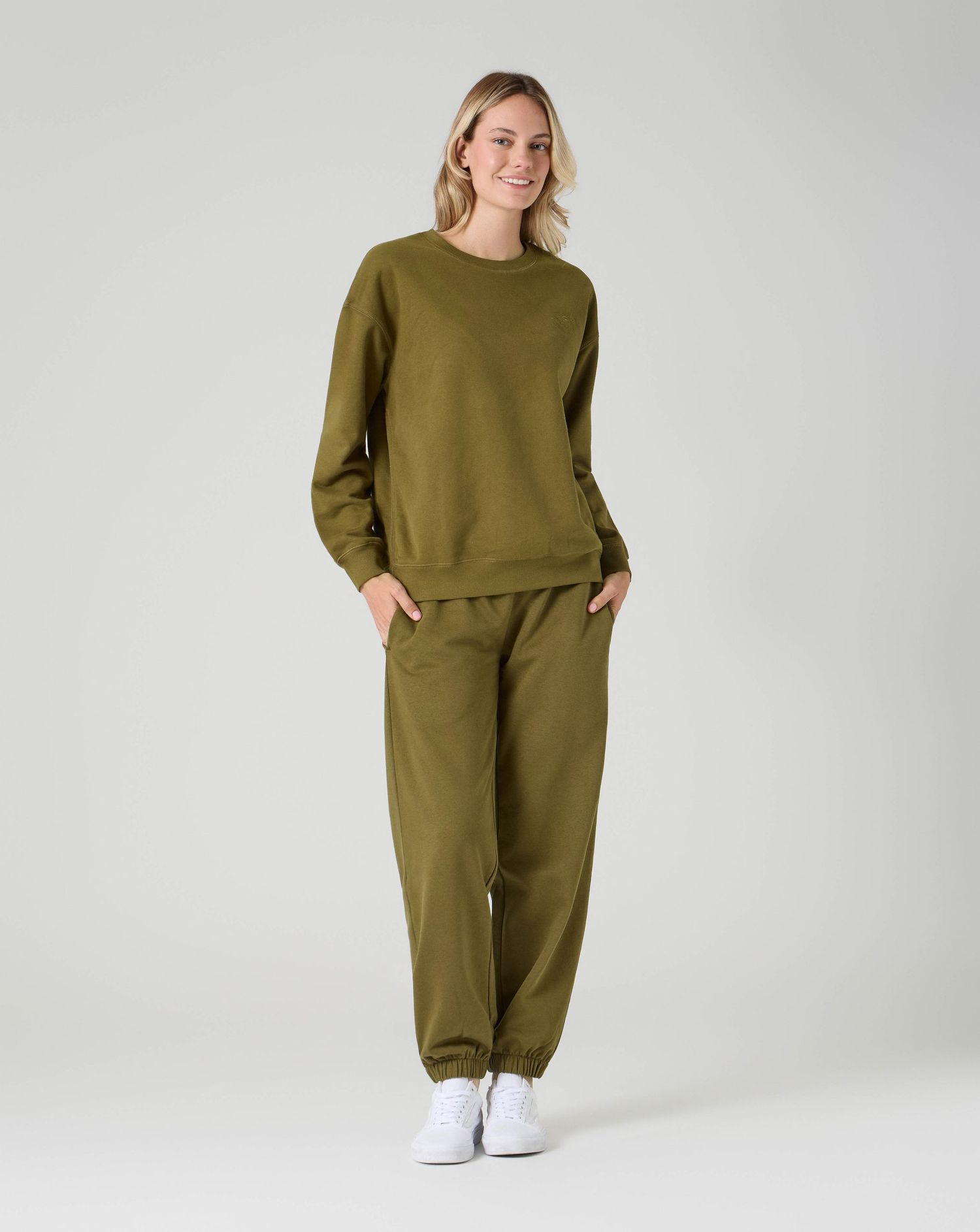 Felpa allattamento cuore verde militare