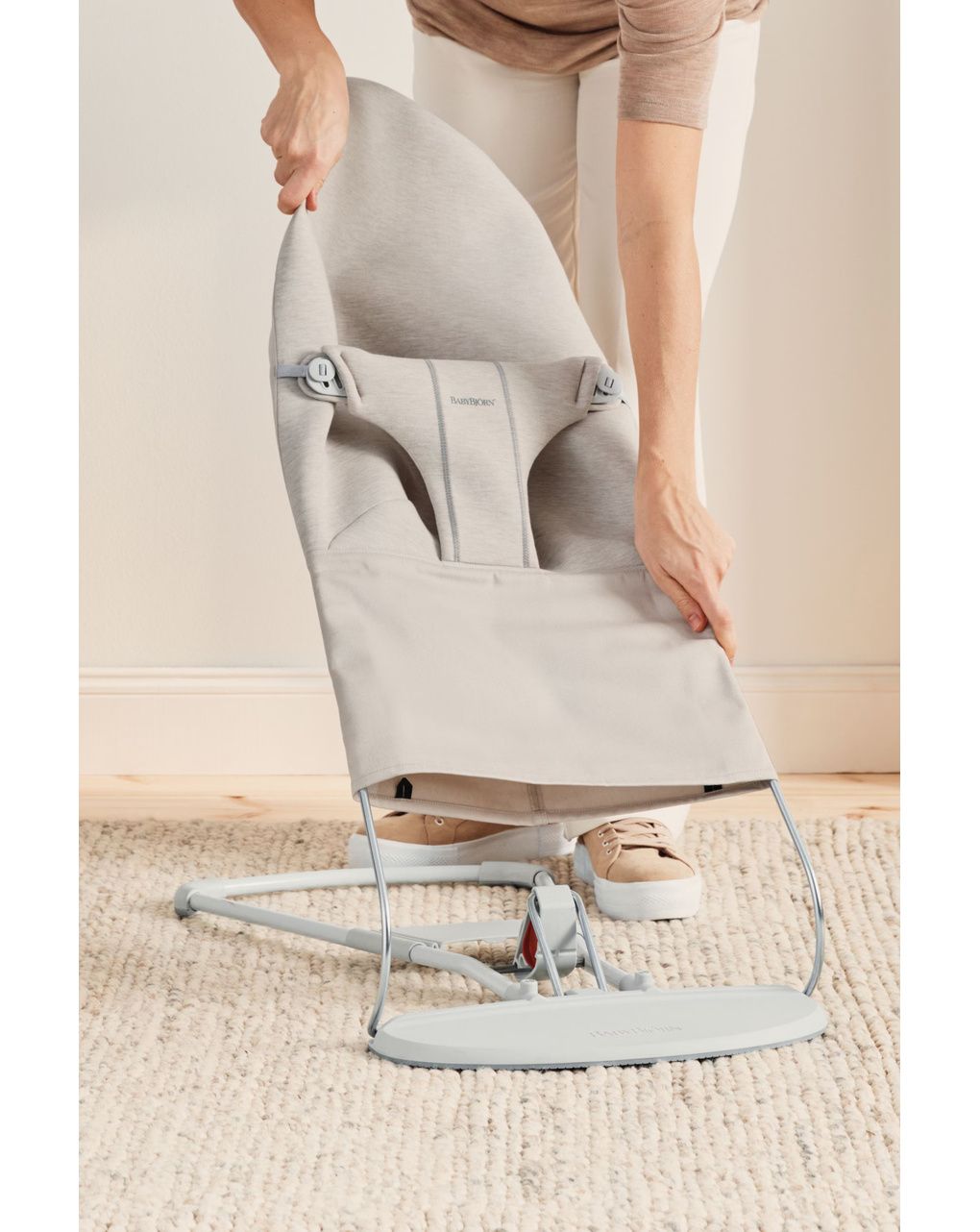 Sdraietta bliss tessuto jersey 3d beige chiaro - babybjorn
