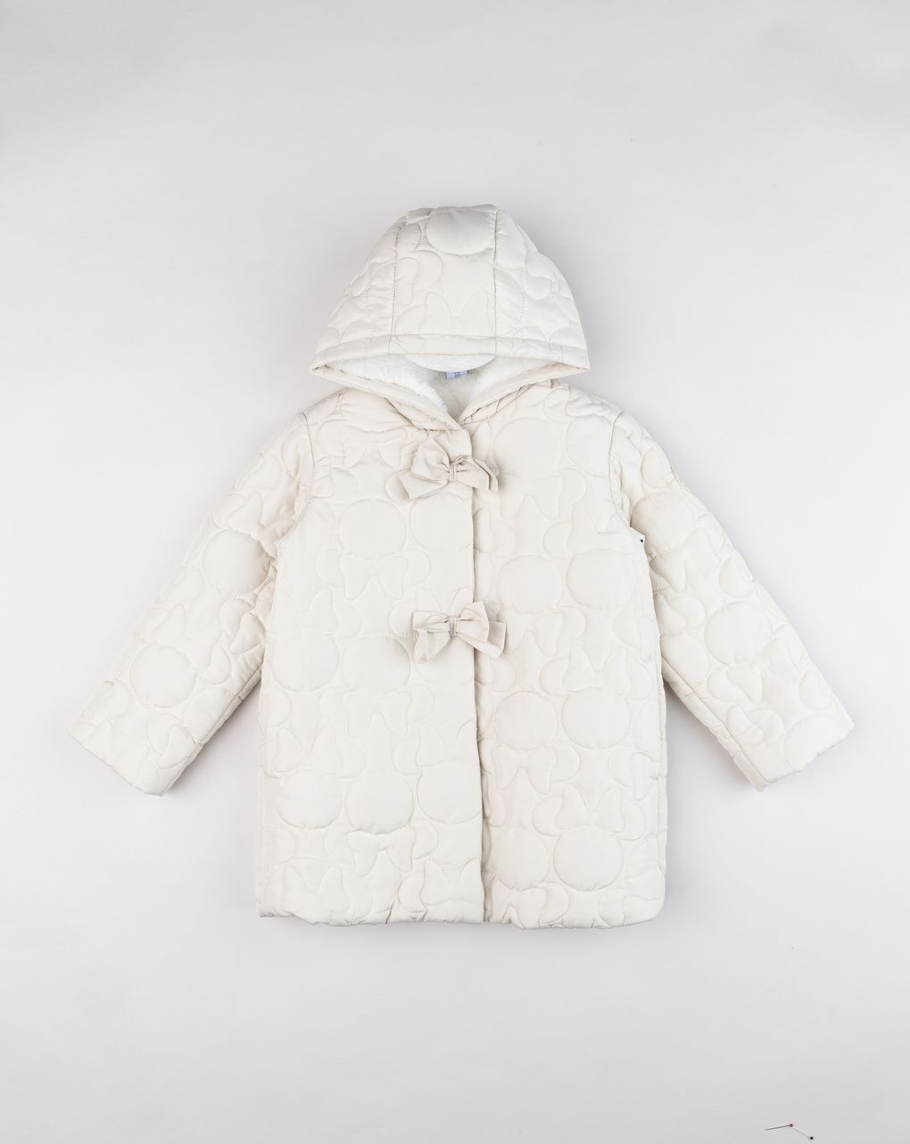 Piumino trapuntato da bambina minnie beige con fiocchi
