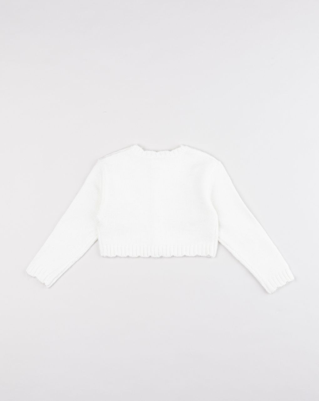 Cardigan bianco bimba con fiocchi intarsiati