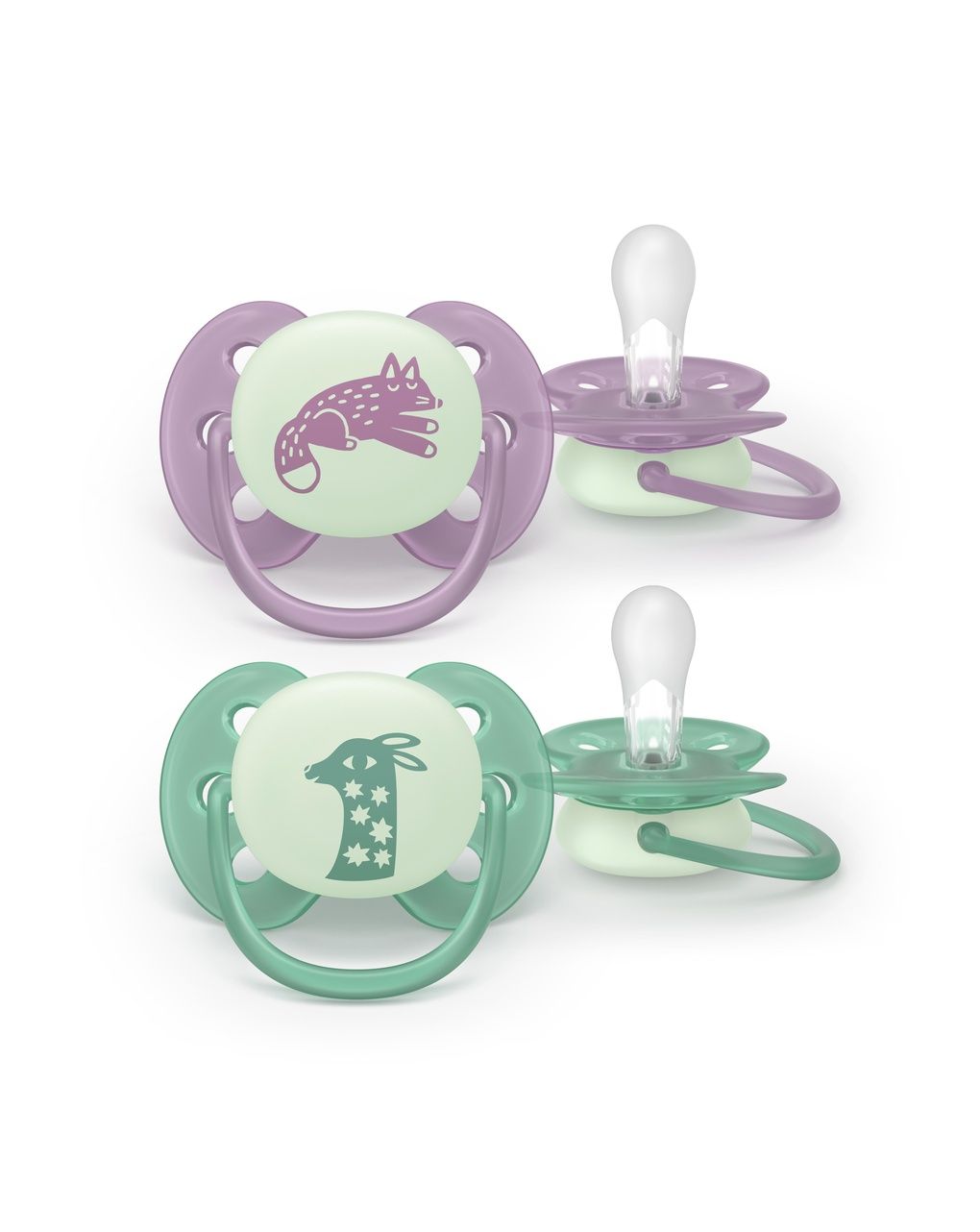 Succhietto ultra soft notte 0-6m cappuccio fluorescente no bpa per pelli sensibili- philips avent