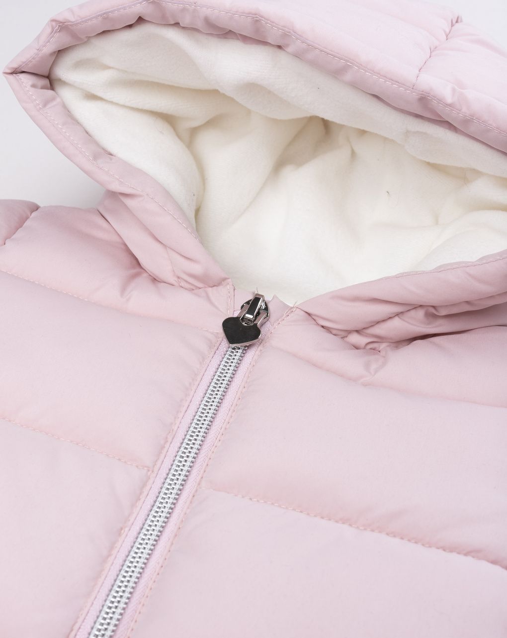 Giubbotto imbottito da bambina rosa chiaro con fiocchetti