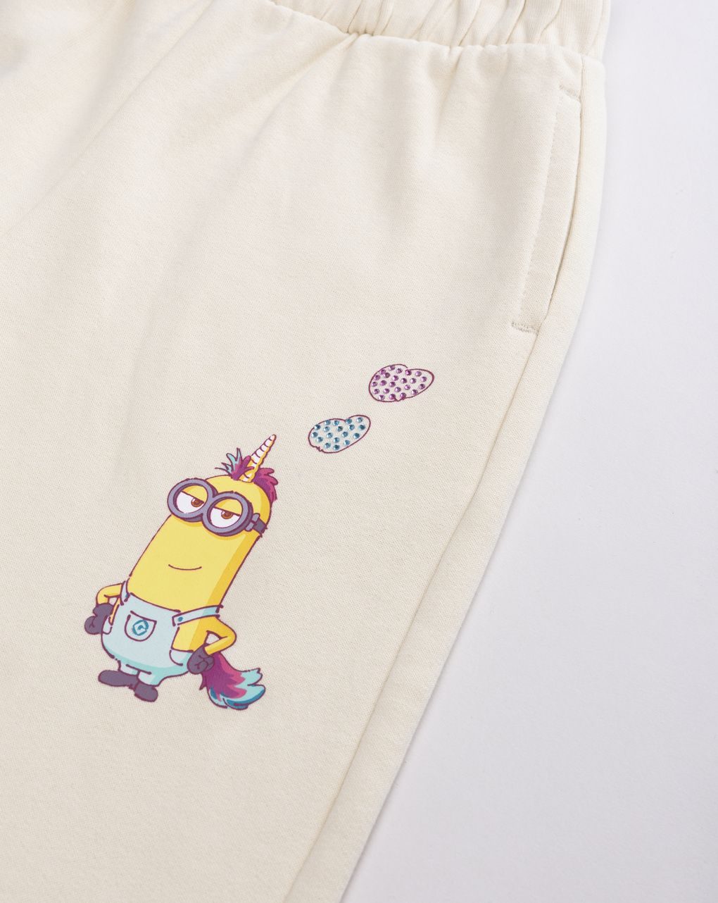 Pantaloni tuta bambina minions unicorno panna