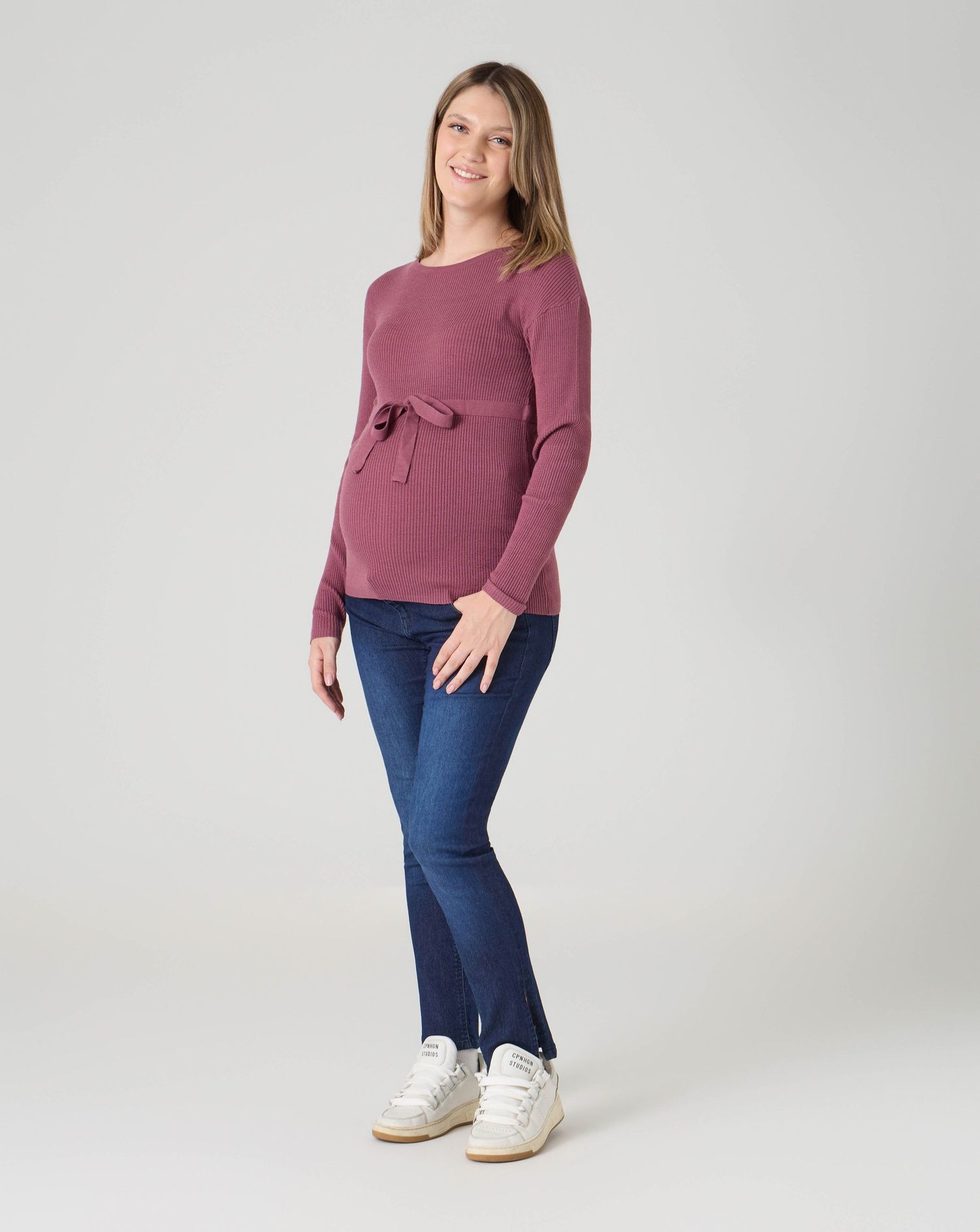Pantaloni premaman denim con spacchi