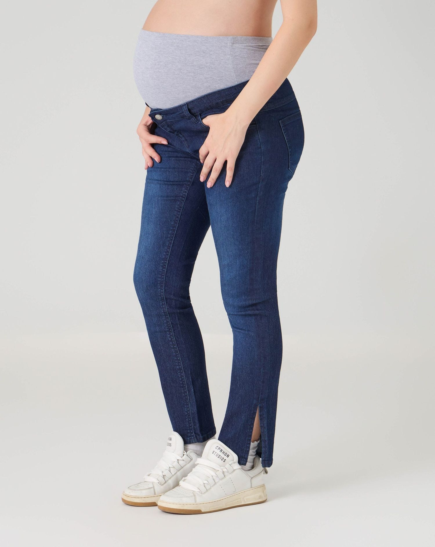 Pantaloni premaman denim con spacchi