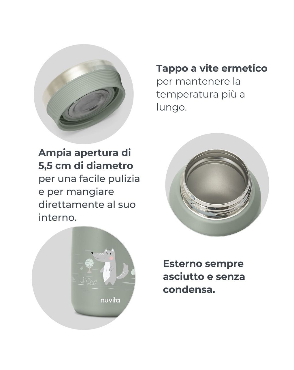 Contenitore termico per alimenti in acciaio inox da 500ml - 4472 / powder blue - nuvita