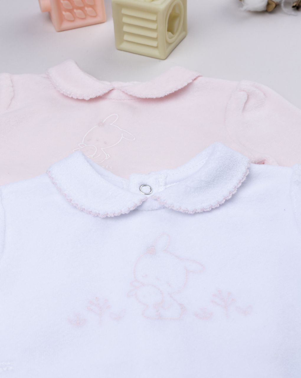 Pack 2 completi bimba fiori bianco/rosa