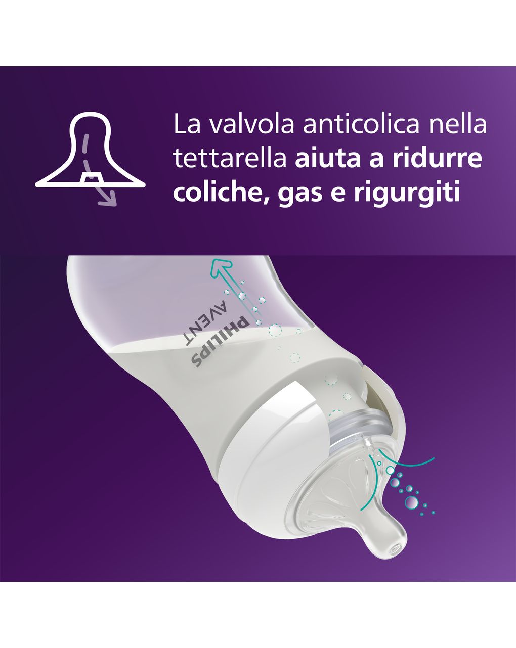 Biberon natural response  tettarella a flusso medio 260ml 3-6 mesi - philips avent