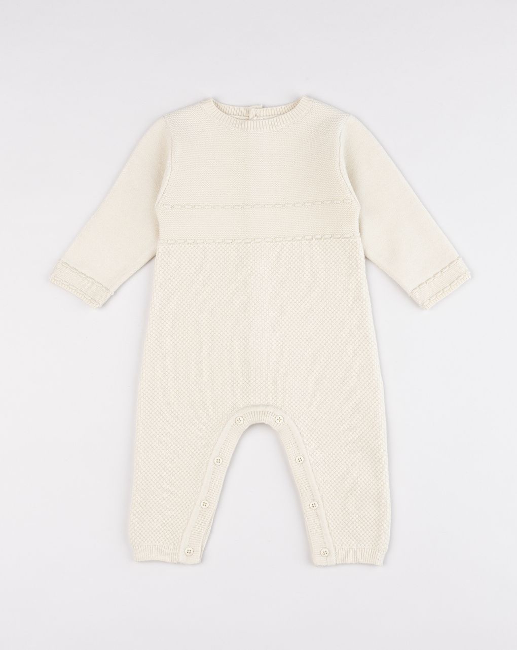 Tutina tricot da neonato beige in maglieria morbida