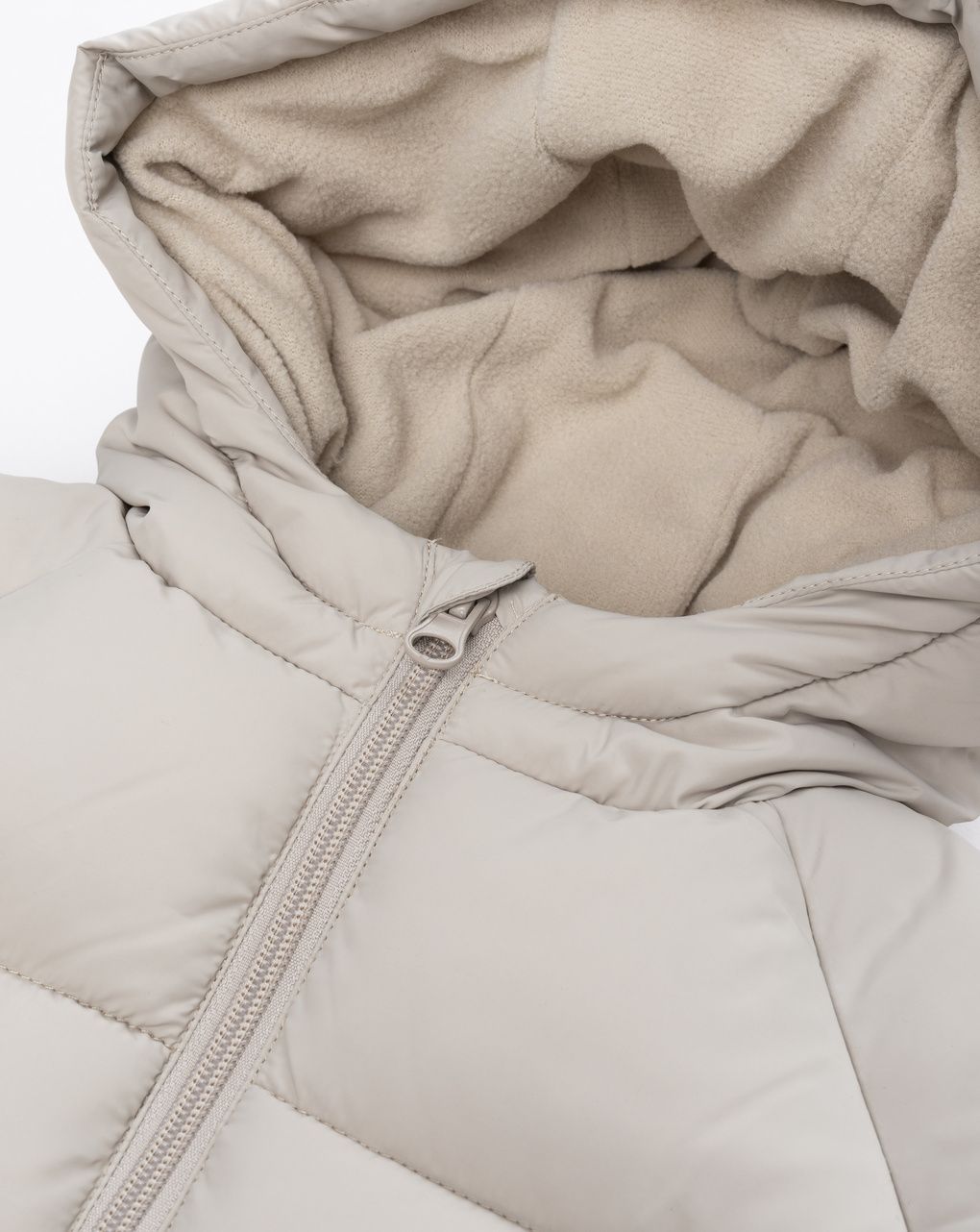 Piumino con cappuccio a orecchie beige bimbo