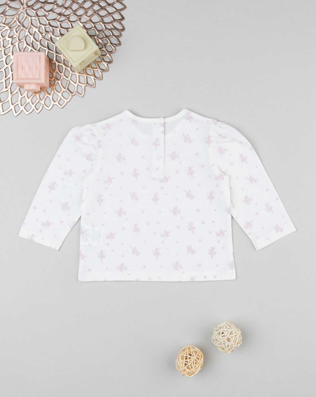 T-shirt bimba neonata bianca ballerine
