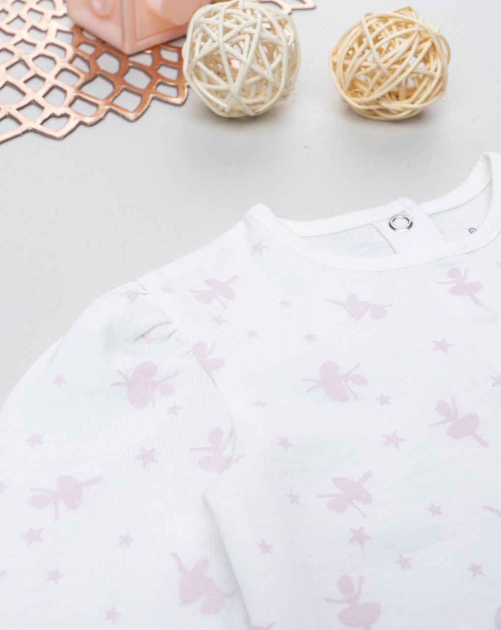 T-shirt bimba neonata bianca ballerine