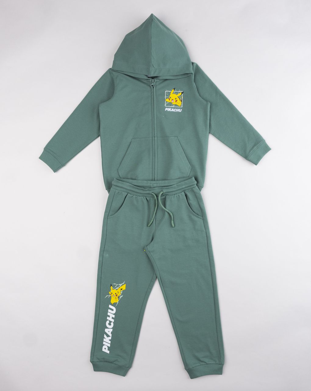 Tuta sportiva felpata verde bambino "pokemon - pikachu active"
