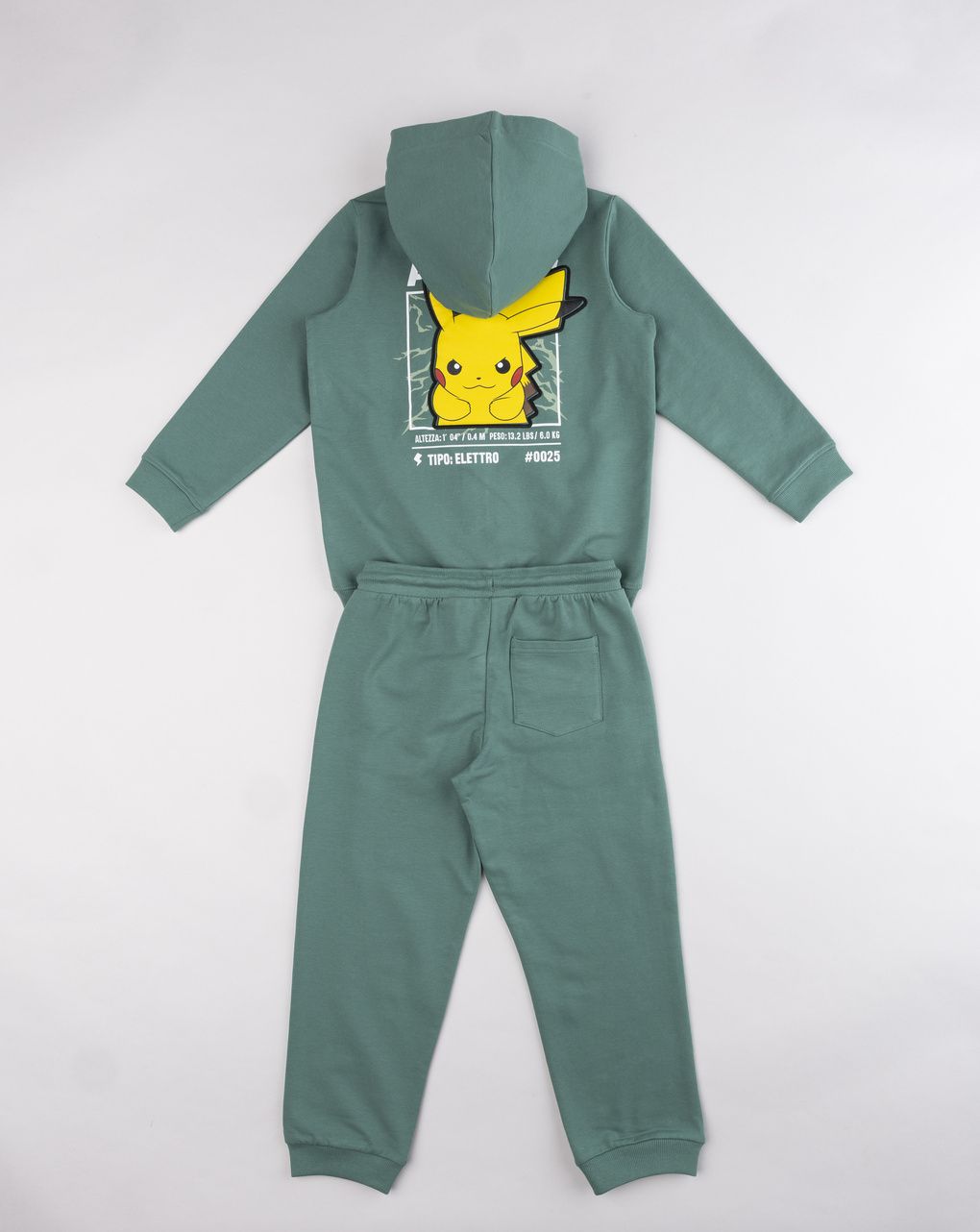 Tuta sportiva felpata verde bambino "pokemon - pikachu active"