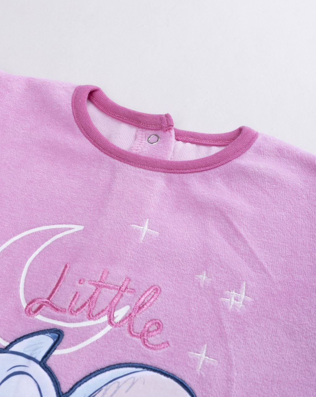 Pigiamone ciniglia bimba stitch rosa