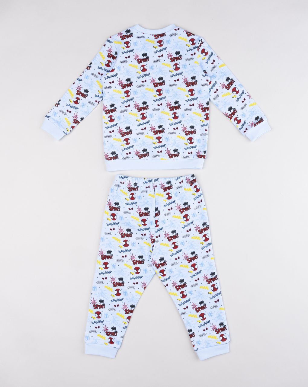 Pigiama felpato due pezzi spiderman lungo azzurro chiaro bimbo