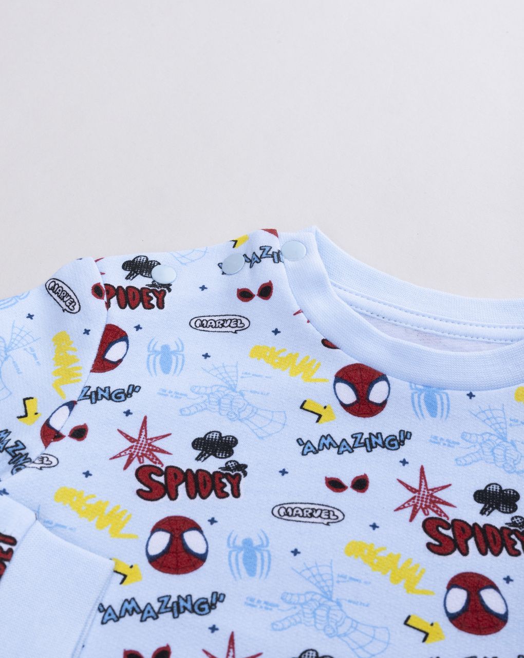 Pigiama felpato due pezzi spiderman lungo azzurro chiaro bimbo