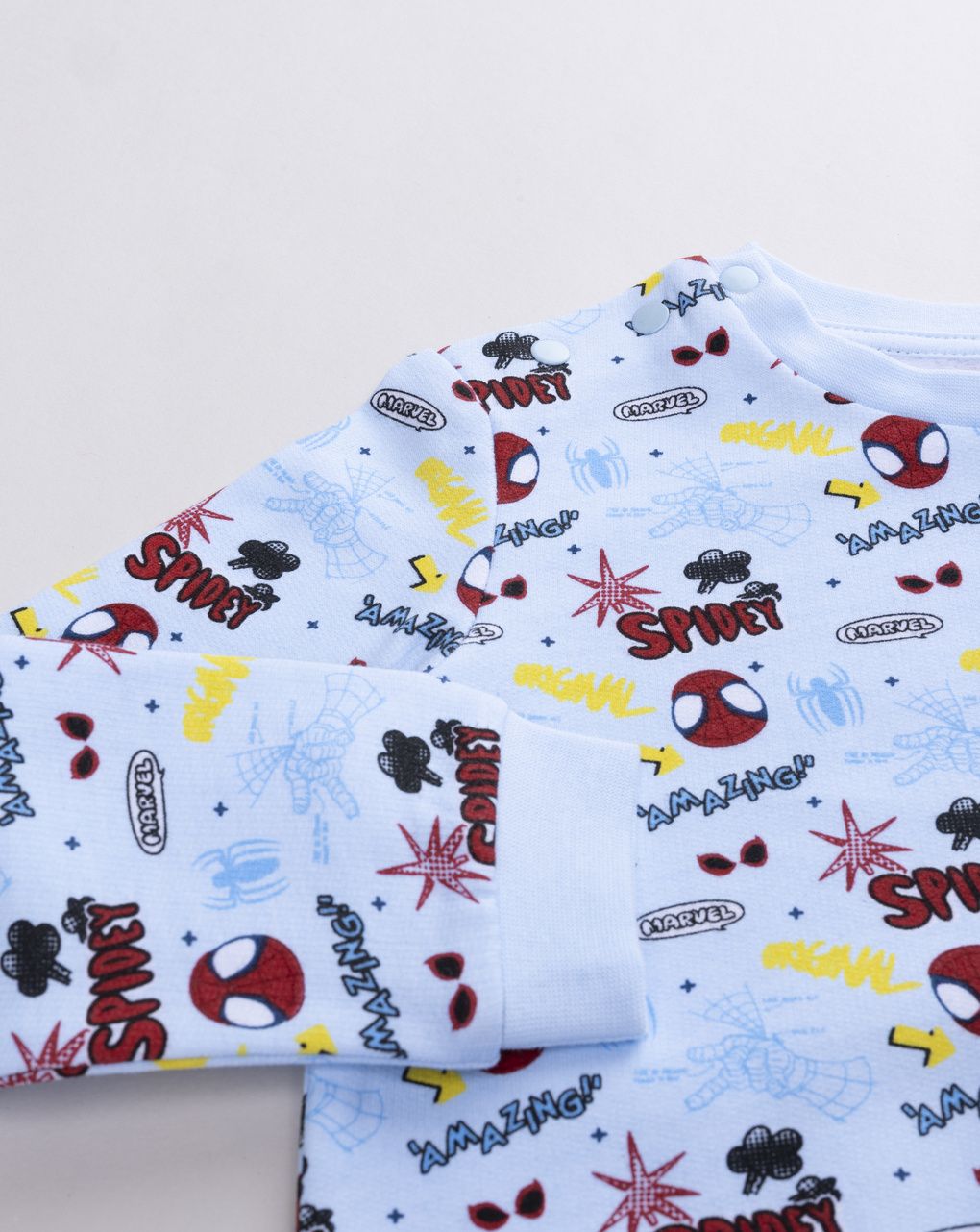 Pigiama felpato due pezzi spiderman lungo azzurro chiaro bimbo