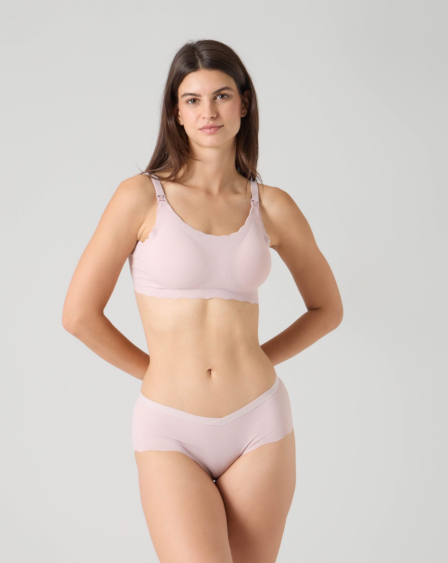 Reggiseno allattamento a coste rosa antico