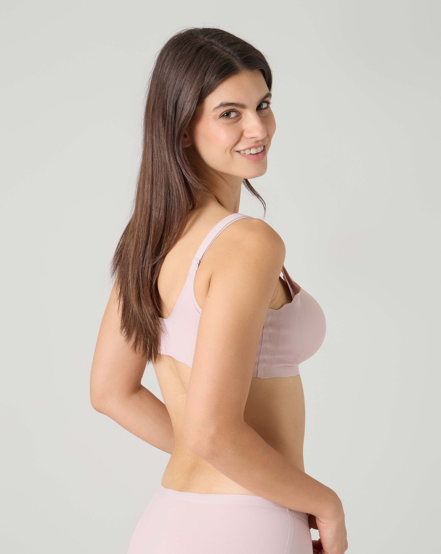 Reggiseno allattamento a coste rosa antico