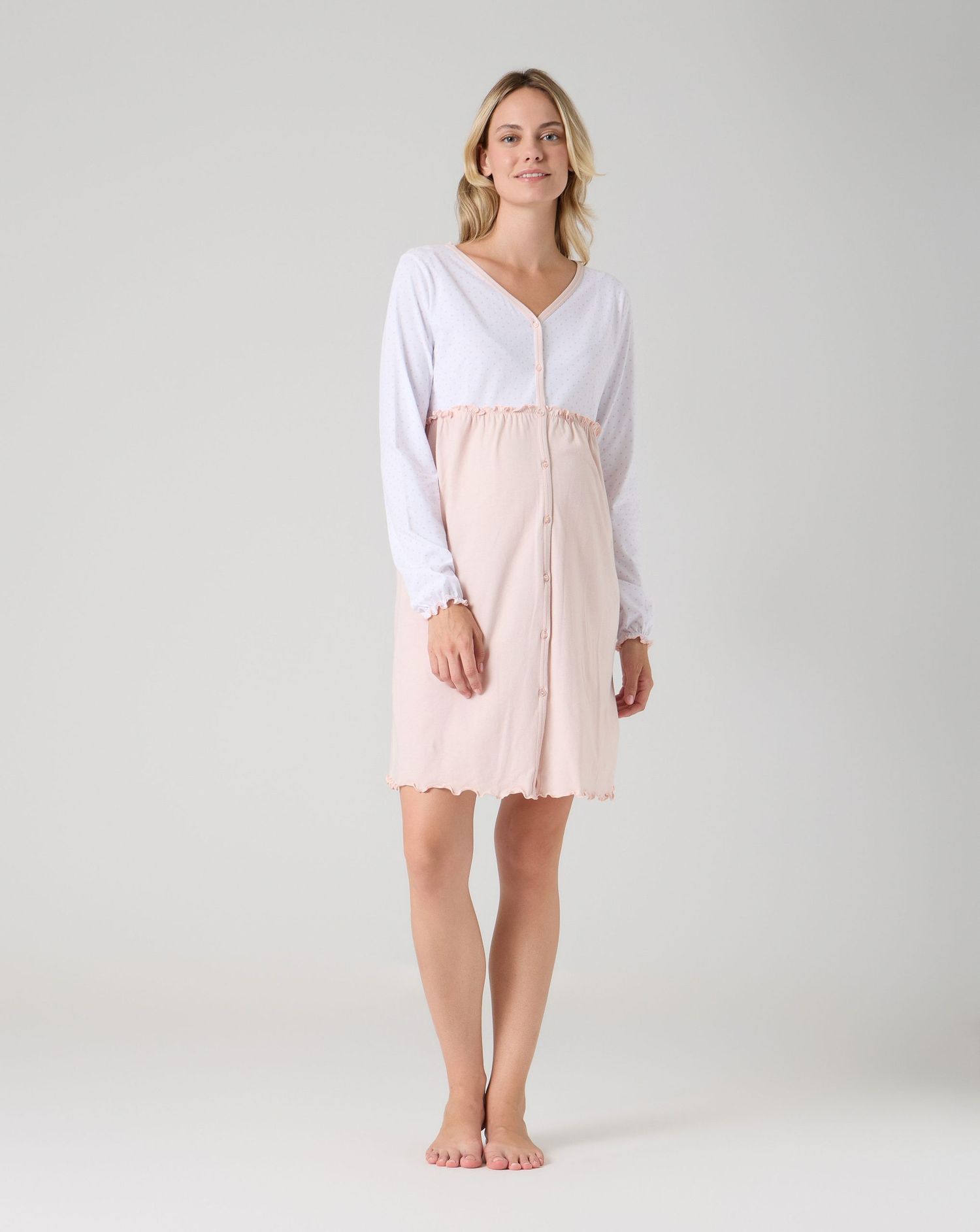 Camicia da notte premaman pois rosa chiaro