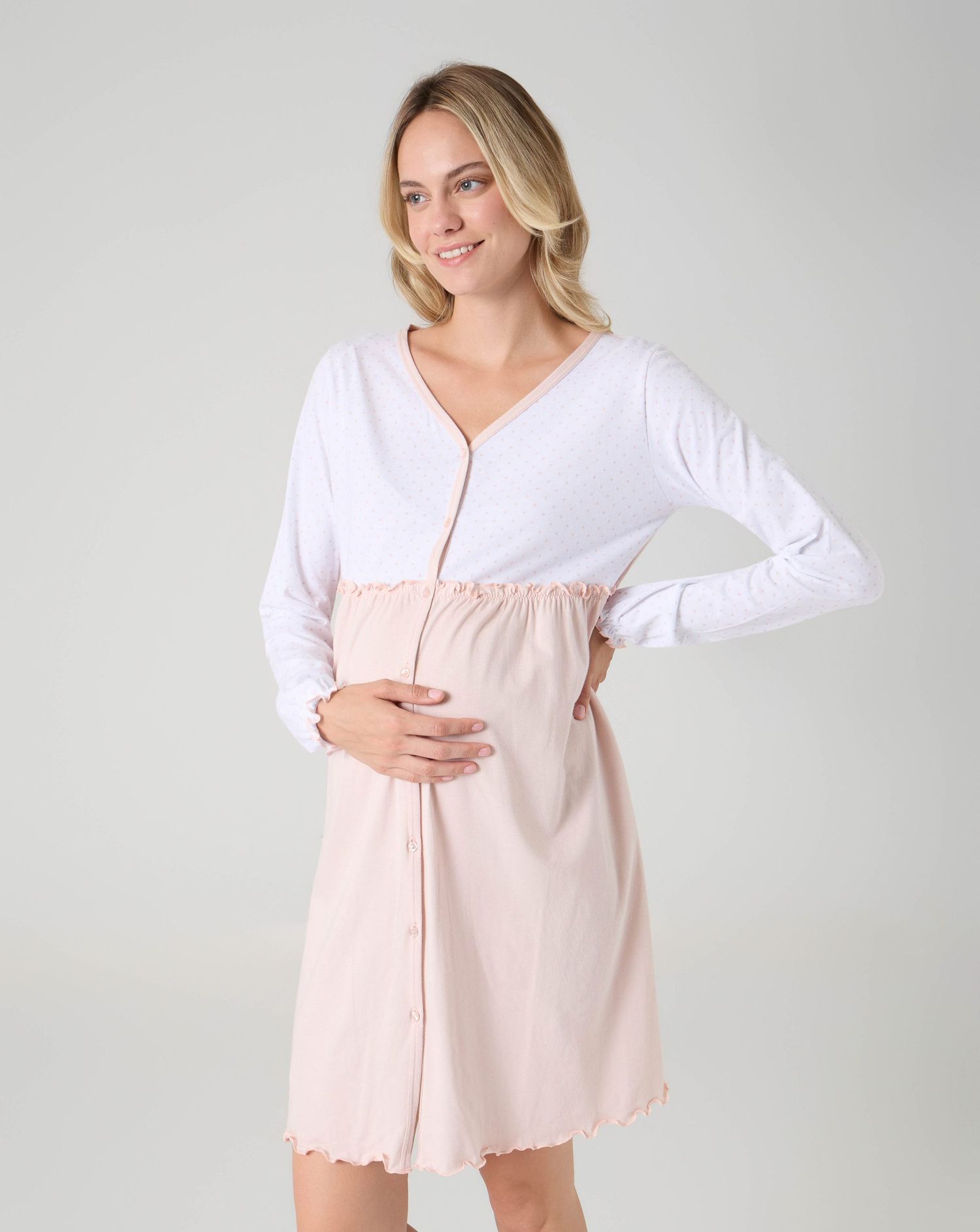 Camicia da notte premaman pois rosa chiaro